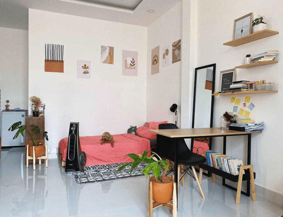 trang trí phòng trọ 20m2 có gác