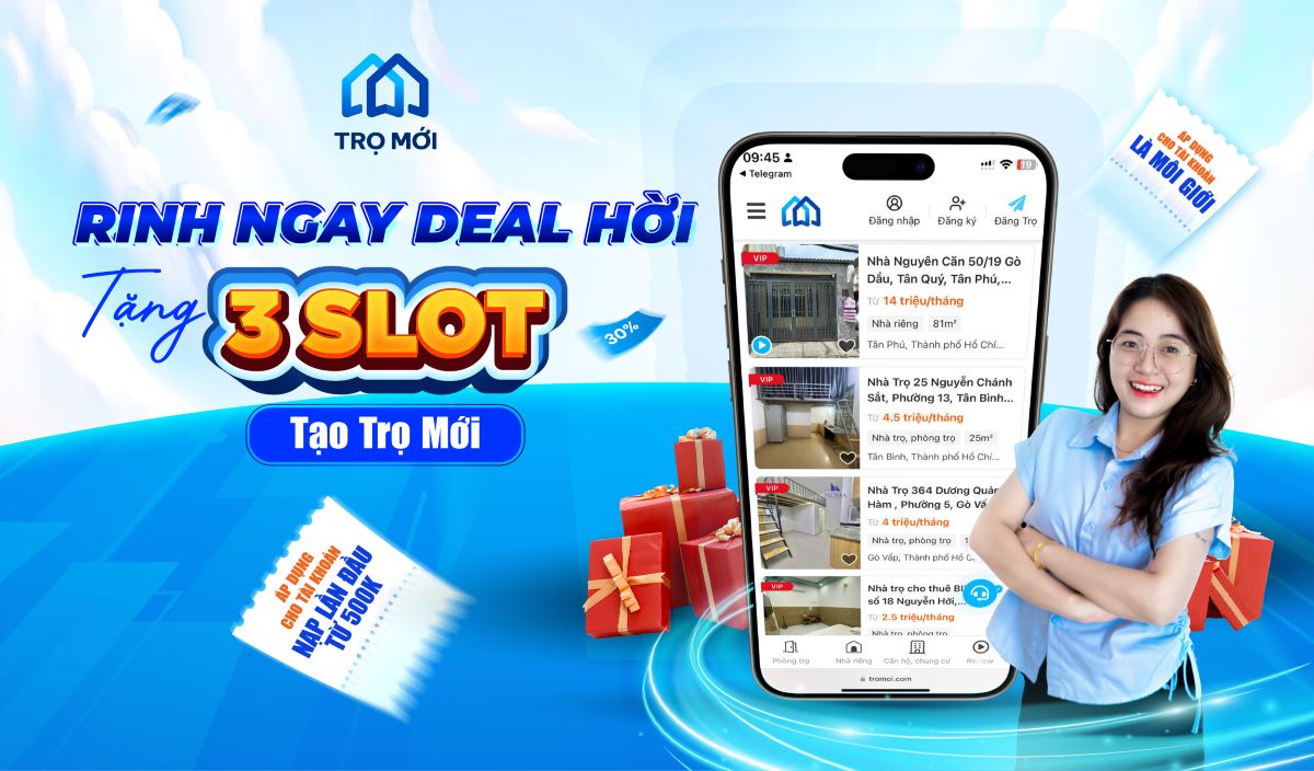 Ưu đãi tặng ngay 03 slot tạo trọ mới dành cho Môi giới nạp tiền lần đầu từ 500K