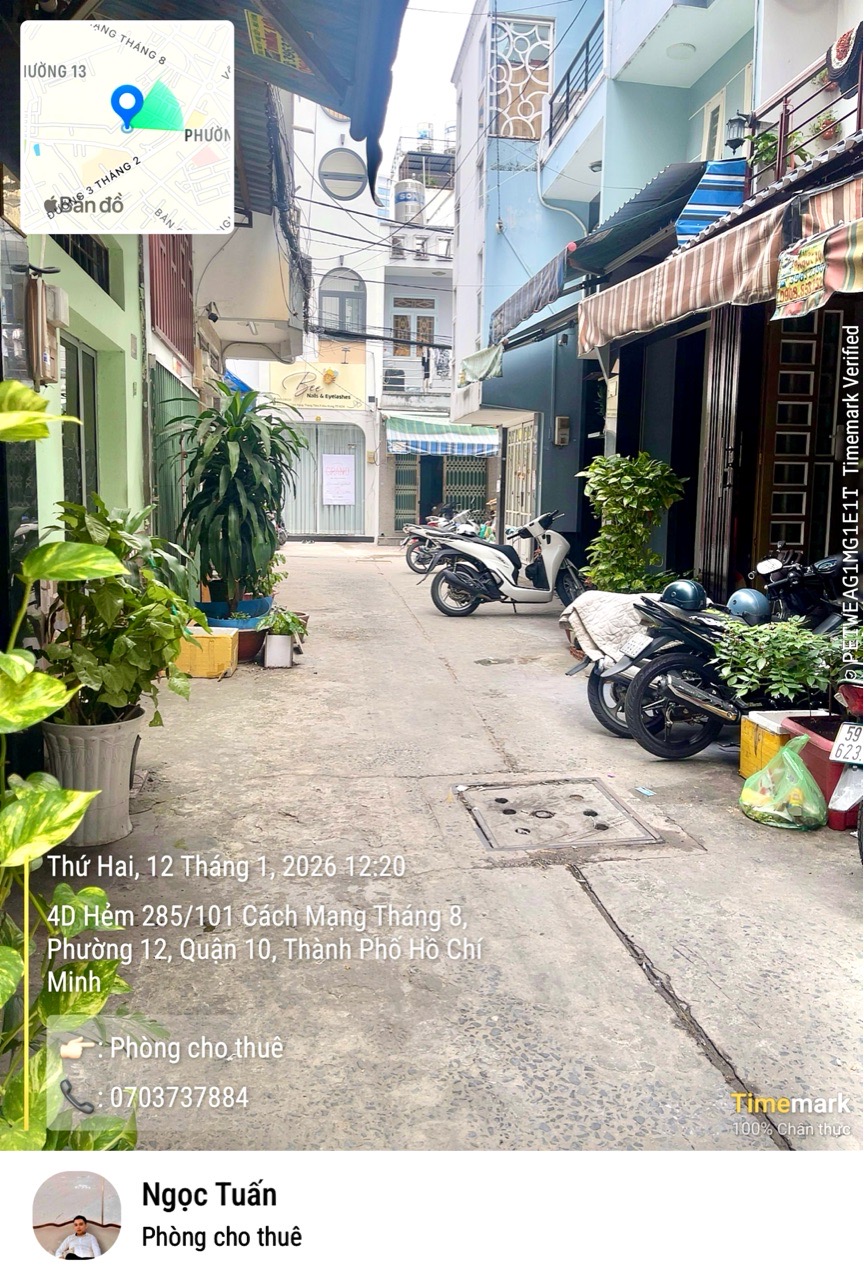 Cho thuê phòng trọ ngay tại 285/101/2D, Cách mạng tháng 8, Phường 12, Quận 10, TP Hồ Chí Minh